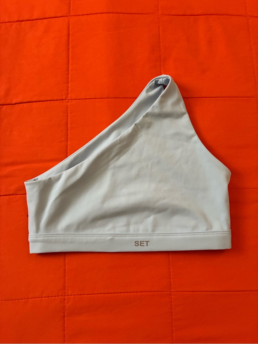 SET Active Sports Bra Womens Medium Blue SculptFlex Ribbed One Shoulder